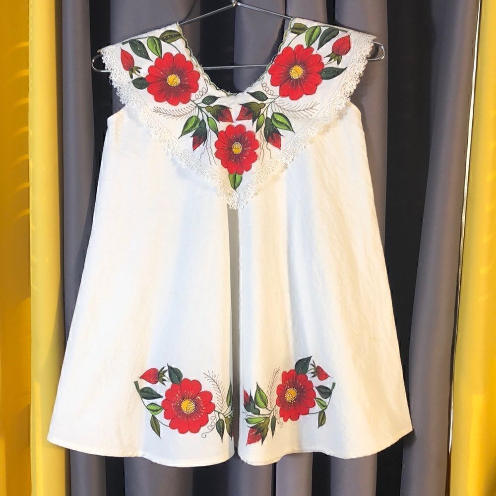 Girls handmade, hand painted dress size 10